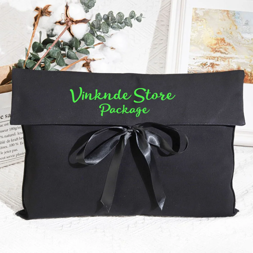 

Custom Logo Soft Black Cotton Jewelry Suede Envelope Bags Wallet Shoes Clothes Packing Pouch With Ribbon Bow Wedding Gift Dust