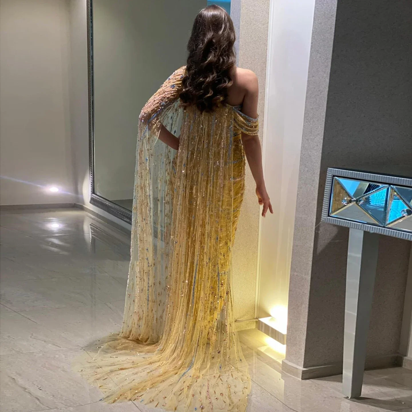 Sharon Said Gold Yellow Simple Elegant Evening Dress One ShoulderWomen Wedding Guest Formal Party Gown Saudi Arabia SS423 Custom image 2
