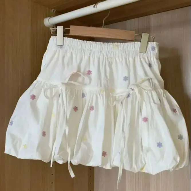 

Japanese Design Sweet Bow Skirt 2026 Skirt Summer High Waist Flower Bud Lantern Skirt Short Skirt