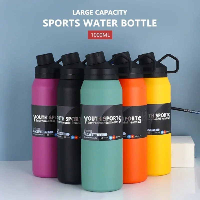 1000Ml Portable Double Stainless Steel Vacuum Flask Water Coffee Tea Thermos Sport Travel Mug 1 Liter Large Capacity Thermocup