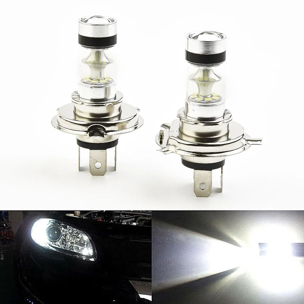 

2*Car 12V-24V H4 8000K High/Low Beam 20-LED Fog Light Driving DRL Bulb White Lamp Rugged PMMA Lens With Focus Light Function