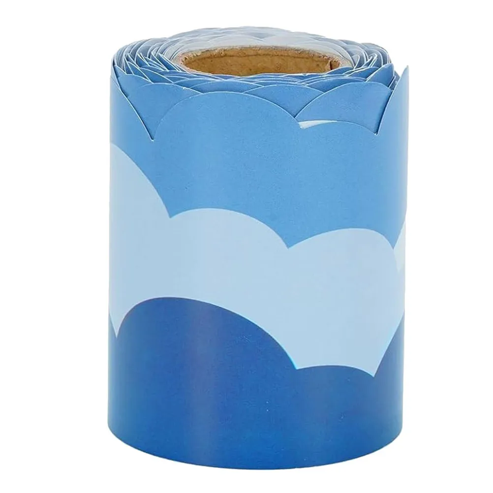 Cloud Bulletin Board Border Sticker Roll – DIY Adjustable Thickness for Classroom, Blackboard & Wall Decor