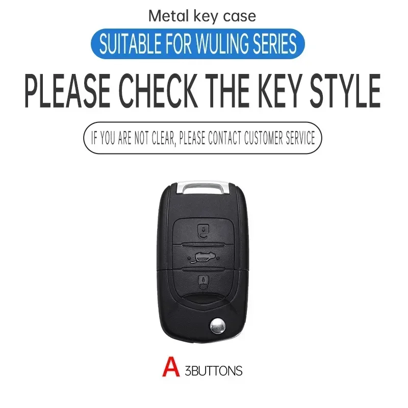 For Wuling Baojun 310 510 560 630 730 Zinc Alloy Car 3 Button Key Case Holder Cover Bag Shell Keychain Key Protector Accessories