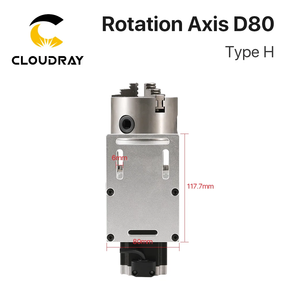 Macchina per marcatura Laser Cloudray asse di rotazione del dispositivo rotante D80 tipo H attacco rotante a tre mandrini per macchina per marcatura