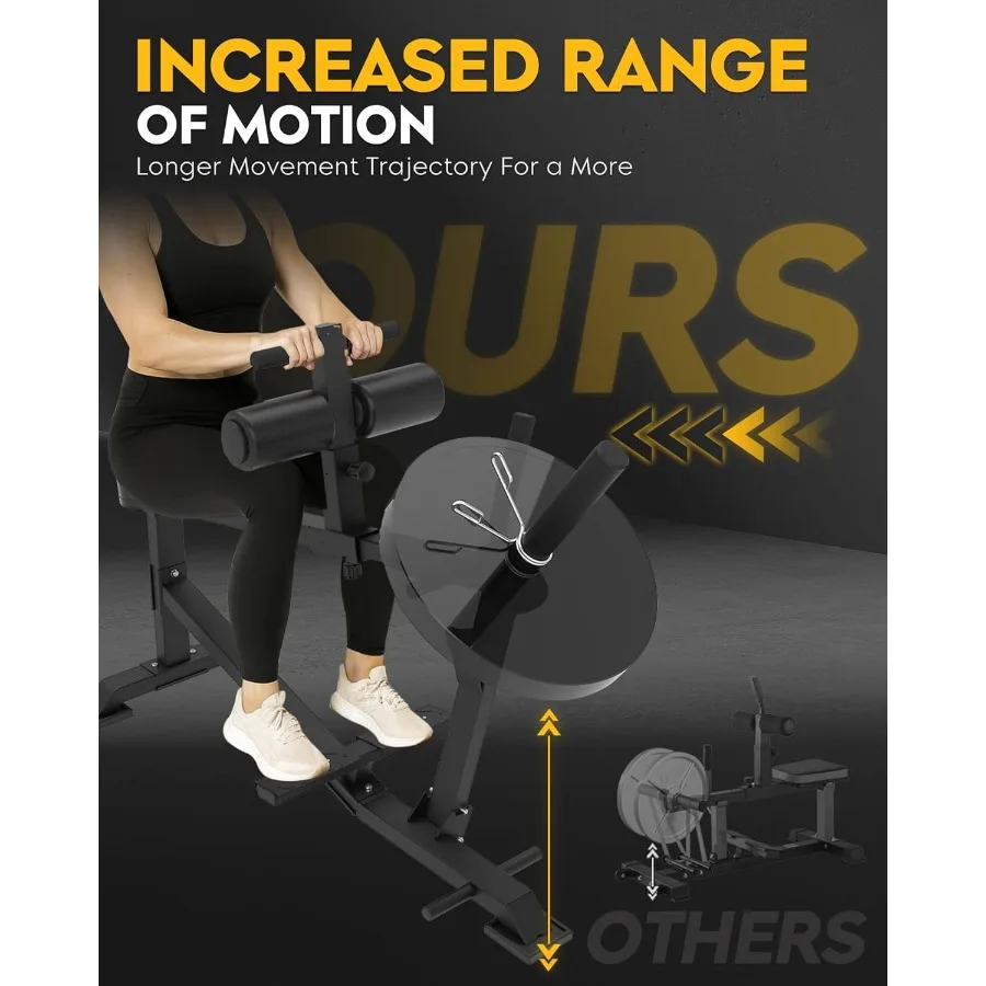 آلة رفع الساق للجلوس في صالة الألعاب الرياضية المنزلية: معدات تمارين الساق الفولاذية القابلة للتعديل باللون الأسود مع زنبرك عالي المقاومة للتأثير #3