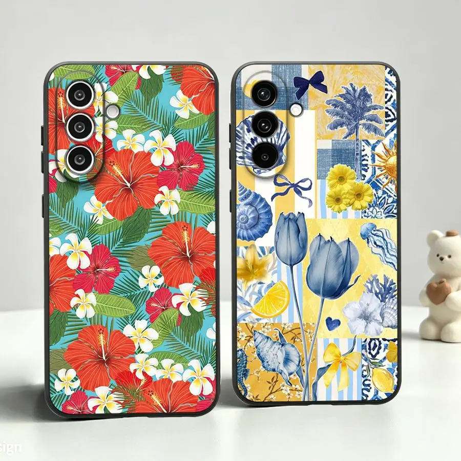Tropical Hibiscus Flower Pattern Phone Cover Case for Samsung Galaxy A37 A05 A06 A55 A25 A16 A53 A17 A52 A36 A23 A57 A15 A73 A51