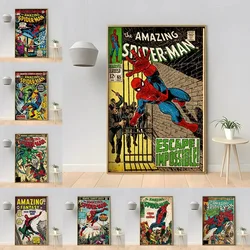 MINISO Marvel Superhero Spider-Man Vintage Art Posters Home Living Room Bedroom Wall Decoration Mural HD Print Canvas Painting