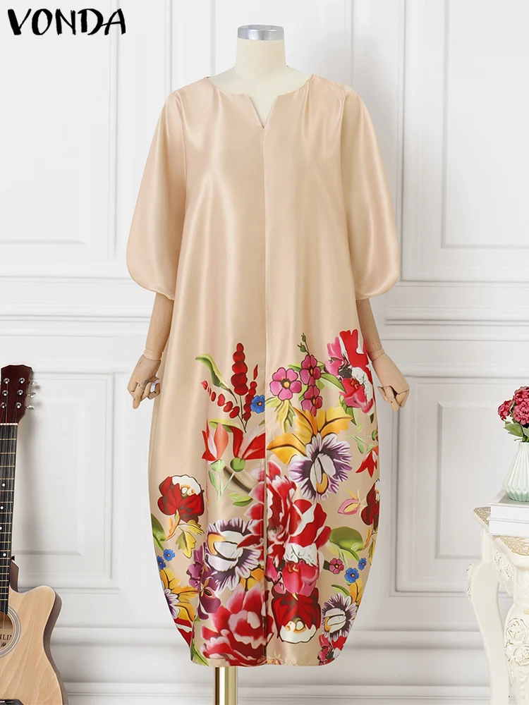 Elegante Satijn Zijden Jurk 2023 Vrouwen Zomer Bohemian Maxi Lange Zonnejurk Half Mouw V-hals Vestidos Oversized Casual Losse Gewaad