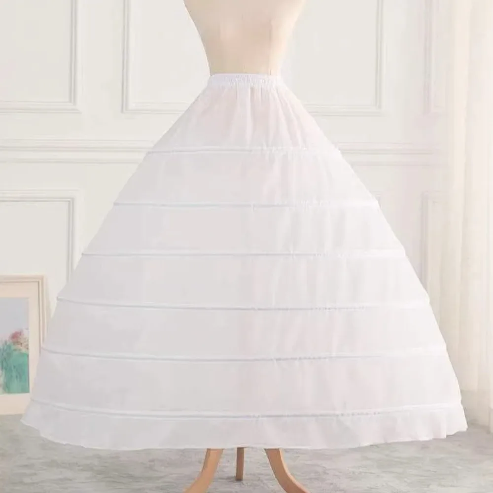 White 6 Steel Hoop Crinoline Petticoat Extra Full Wedding Dress Underskirt Ball Gown Skirt Support Wedding Accessories
