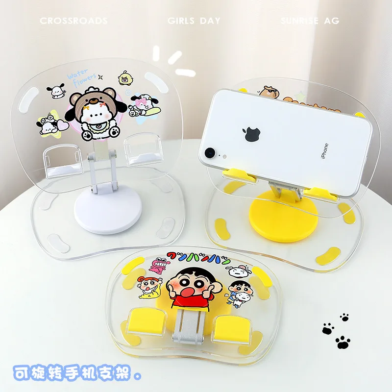 New Crayon Shin-Chan Anime Figures Desktop Rotating Tablet Stand Universal Folding Lifting Stand Lazy Acrylic Phone Stand Gifts