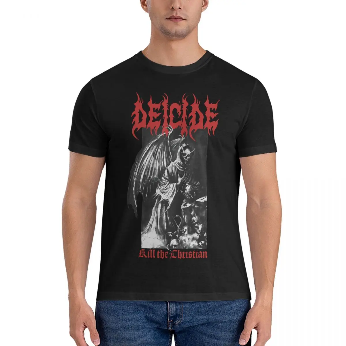 Funny MTSNSYS1615 Band Logo Heavy Metal Death T-Shirt  O Neck Pure Cotton T Shirt Deicide Short Sleeve Tee Shirt Summer Clothing