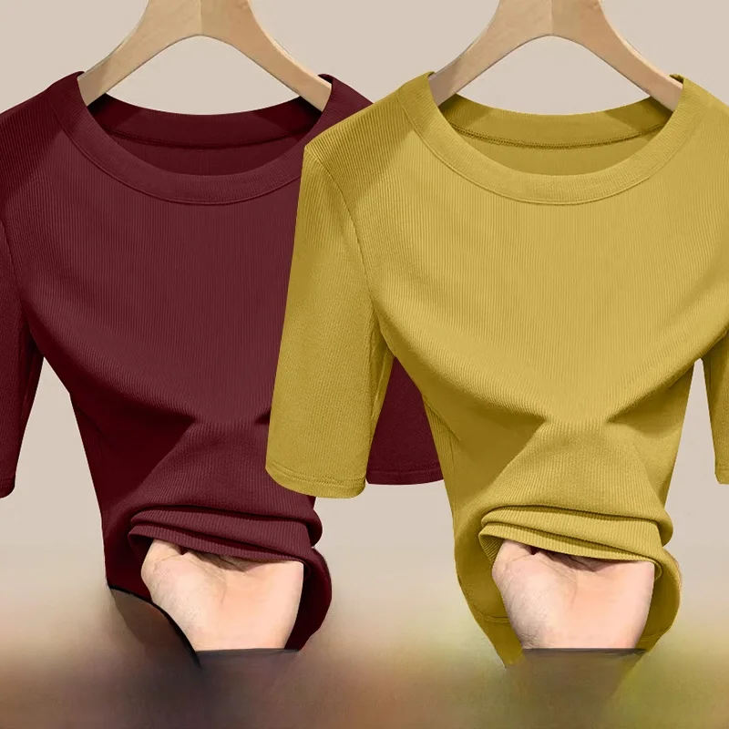 

Футболка для похудения с дизайном ort Sve, женская модная трикотажная основа irt, весна-лето, большой размер, удобная для ношения