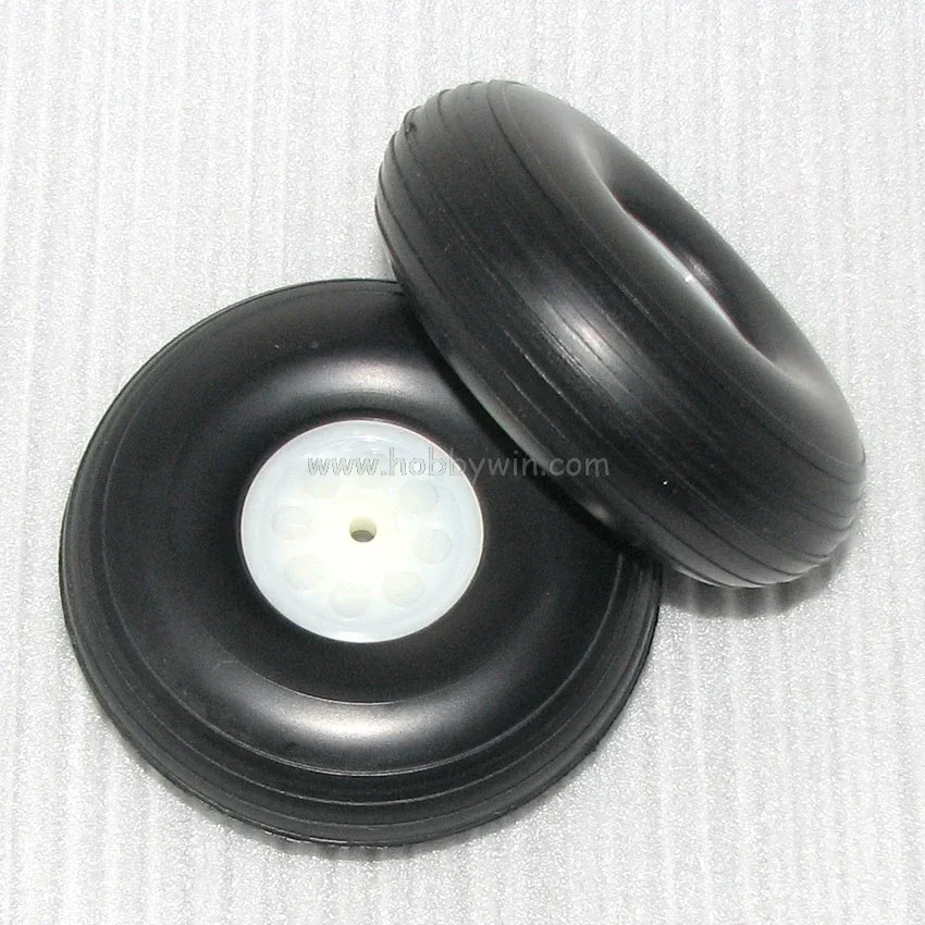 Roues en caoutchouc PU D127 * dia 5 * H46mm, avec moyeu en plastique traité, 2 pièces, pièces de train d'atterrissage d'avion modèle RC