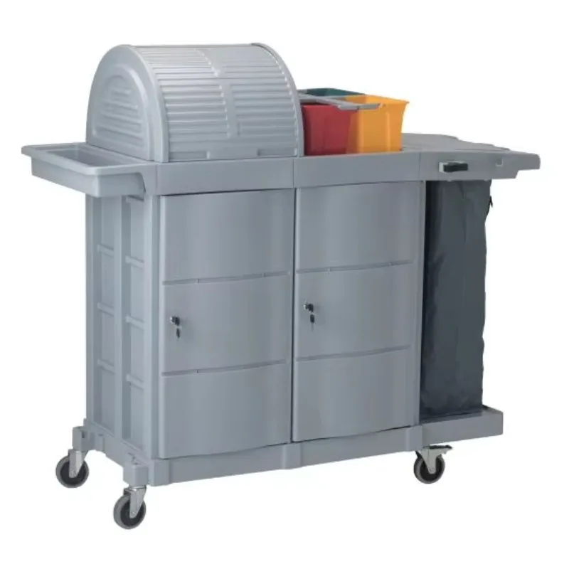Commercial Cleaning Service Cart Plastic Housekeeping Trolley Serving Utility Cart