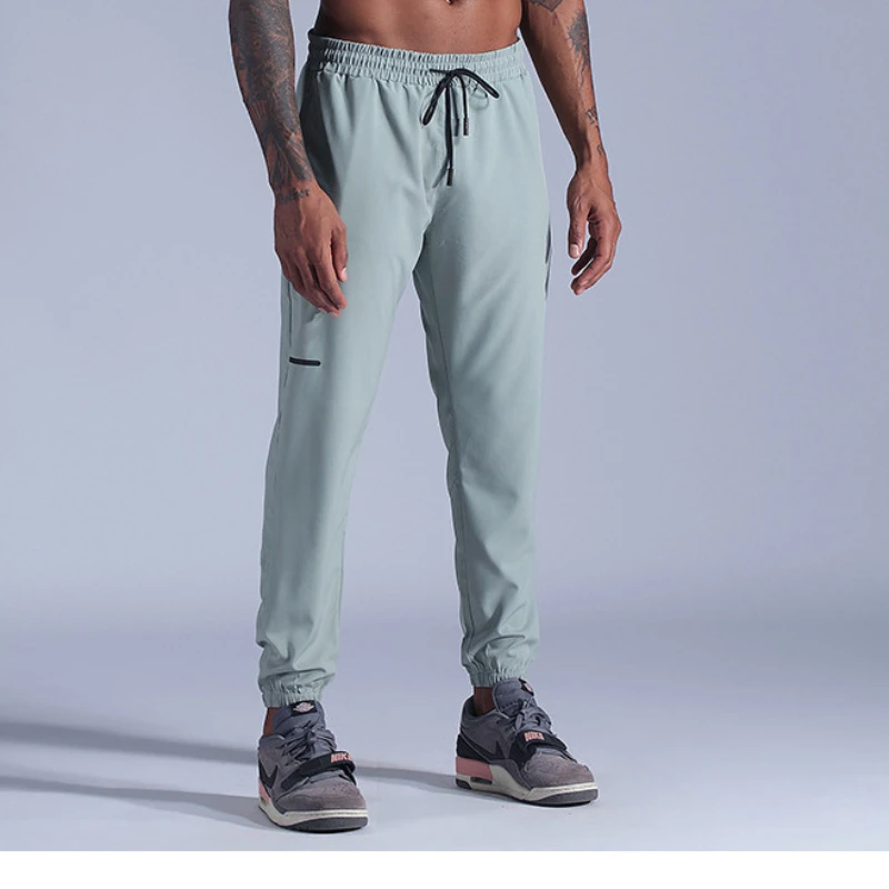 New Trendy Solid Color Sports Pants Men's Training Leg Quick-drying Casual Pants Summer Thin Breathable Running Fitness Pants