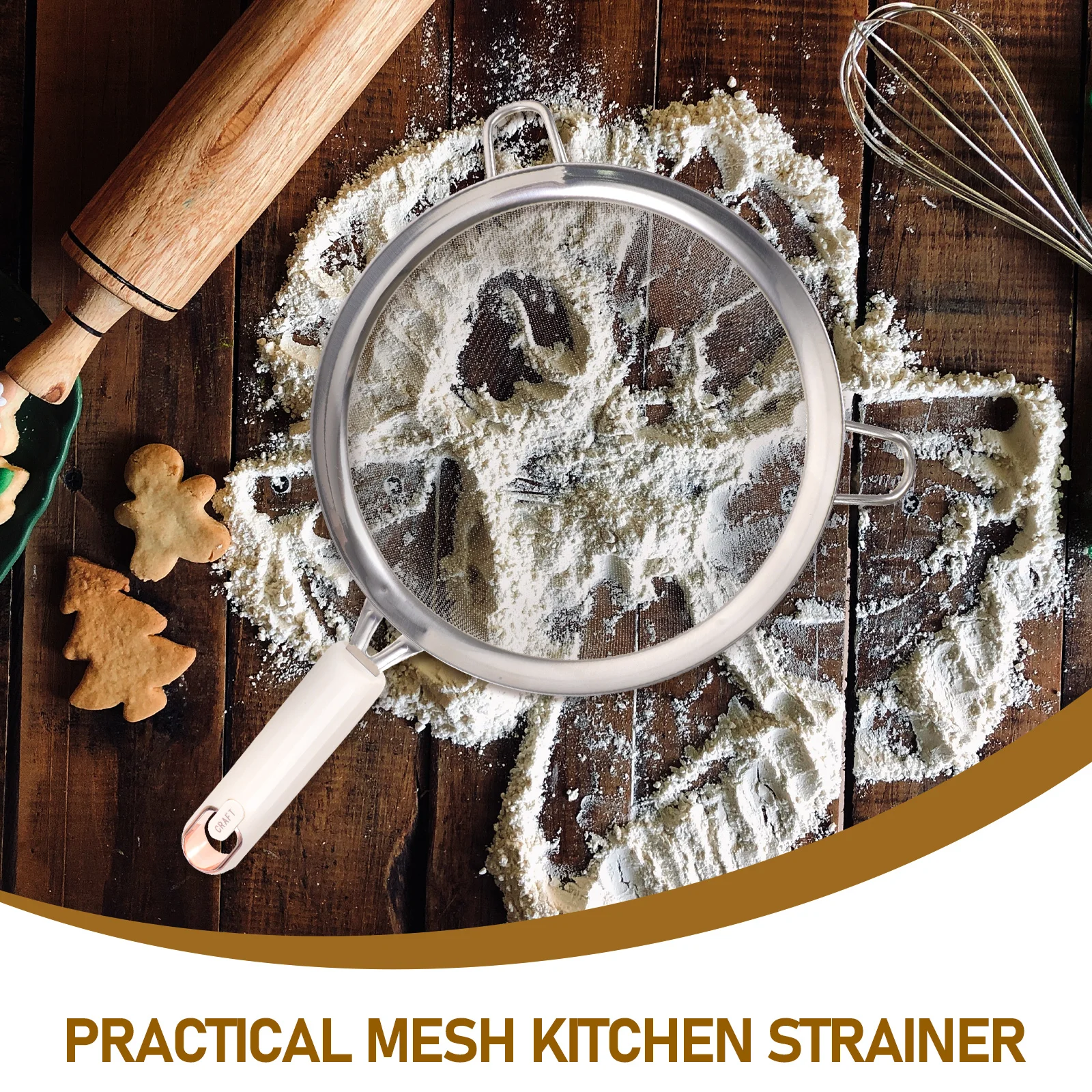 

Flour Sifter Stainless Steel Mesh Filtering Ladle For Kitchen Pasta Vegetable Strainer Reusable Cooking Tool Household