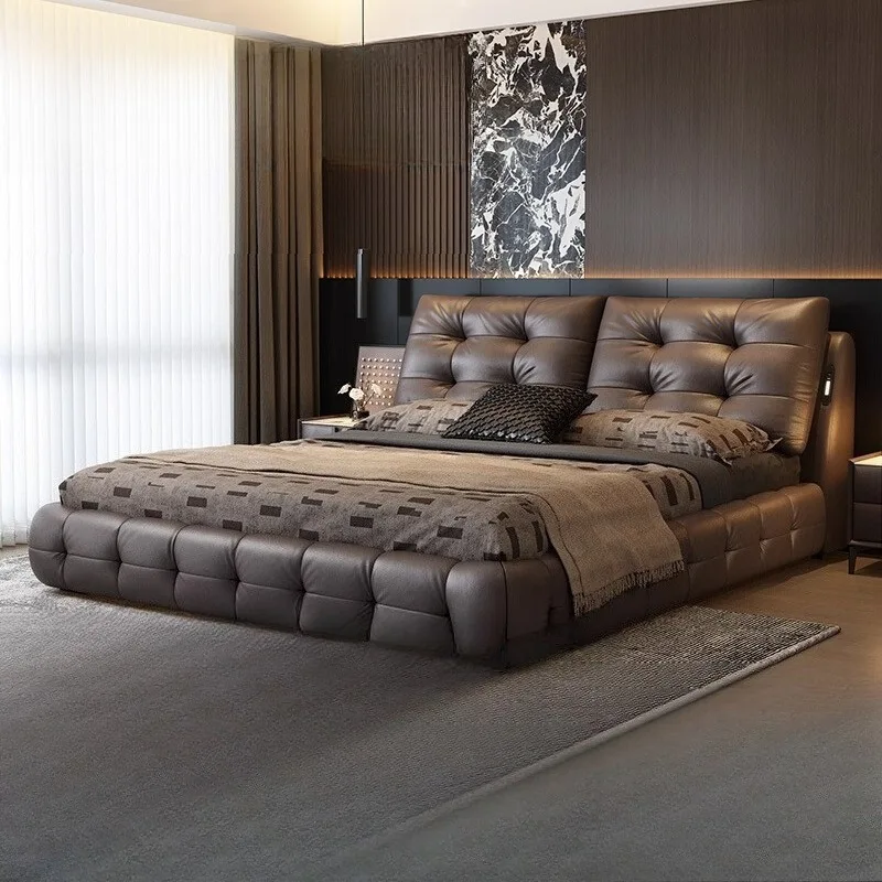 Fancy Frame Bed Minimalist Unique Nightstands Upholstered Bed Luxury Headboard Muebles Para El Hogar Bedroom Set Furniture