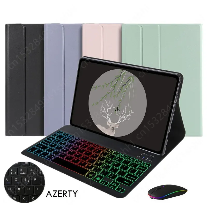 

Coque for Xiaomi Pad 5 11 inch Rainbow Keyboard Clavier AZERTY French for Xiaomi Mi Pad 5 Mi Pad 5 Pro Keyboard Spanish Russian