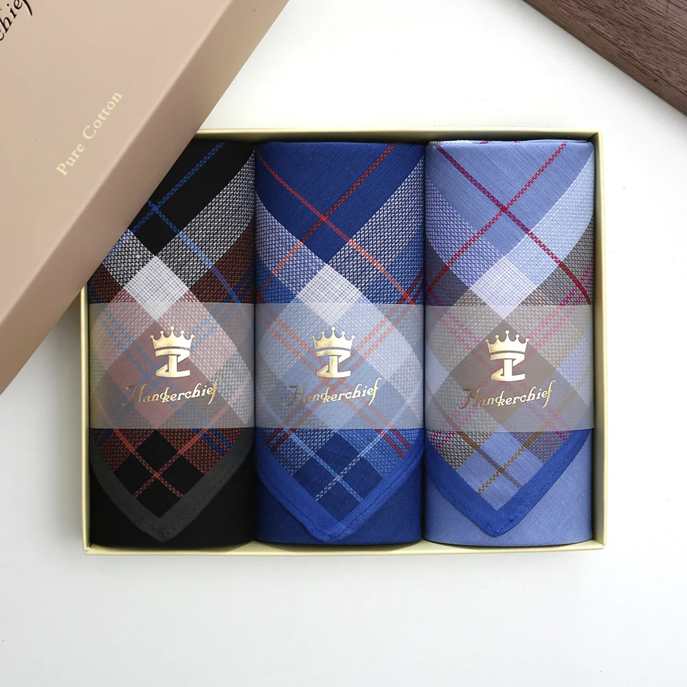 Exquisite Gift Box 43 Cm Cotton Men's Handkerchief Large Soft and Comfortable Fine-grained Satin Thick and Nostalgic