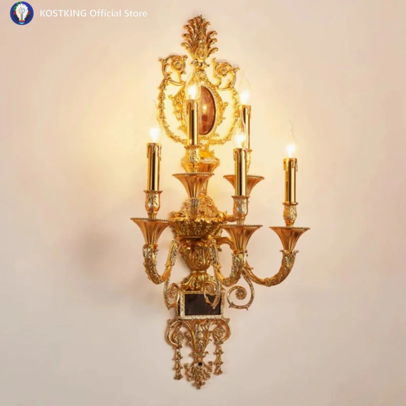 Copper Ribbon Motif Wall Lamp Decoration Villa Duplex Hall Background Wall Light Court Luxury Marble Corridor Lights