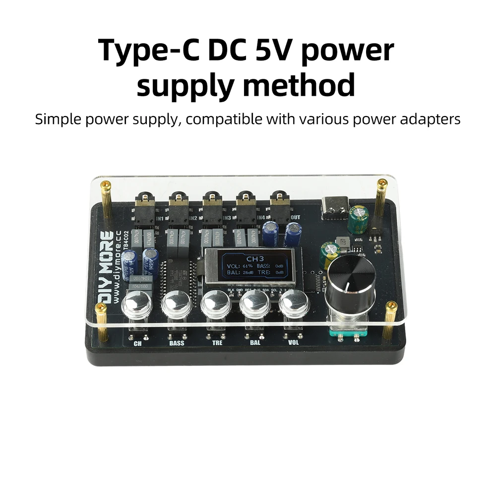 DC 5V TDA7440 CW Audio-Switcher-Verstärkerplatine mit Klangregelung Typ C-Schnittstelle DM-TB4C02 – Detail 4