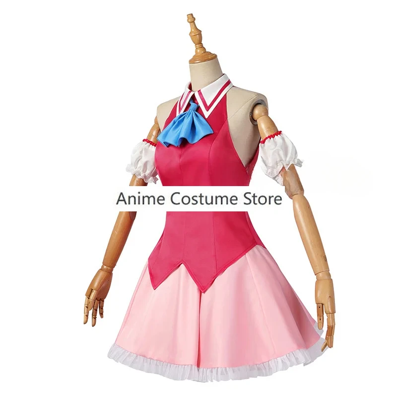 Disfraz de Cosplay Ai Hoshino Oshi No Ko para mujer, vestido rojo con horquilla de conejo, traje de fiesta para eventos, novedad