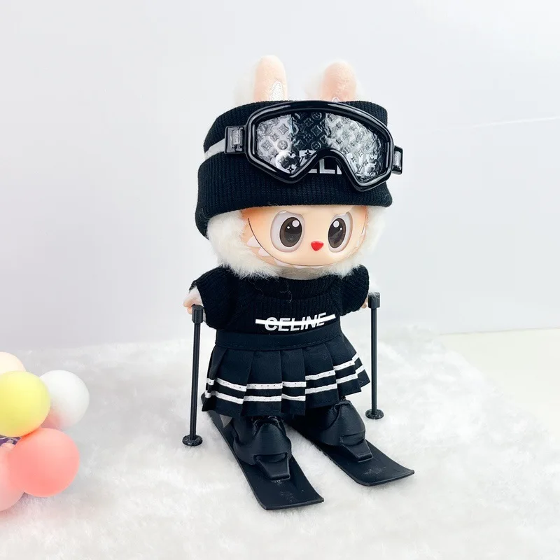 (Vêtements uniquement)Labubu V1/2/3 vêtements de poupée combinaison de Ski platine Cool v-outfit Chic ensemble d'hiver pour 17 cm Figure Photo accessoire cadeau