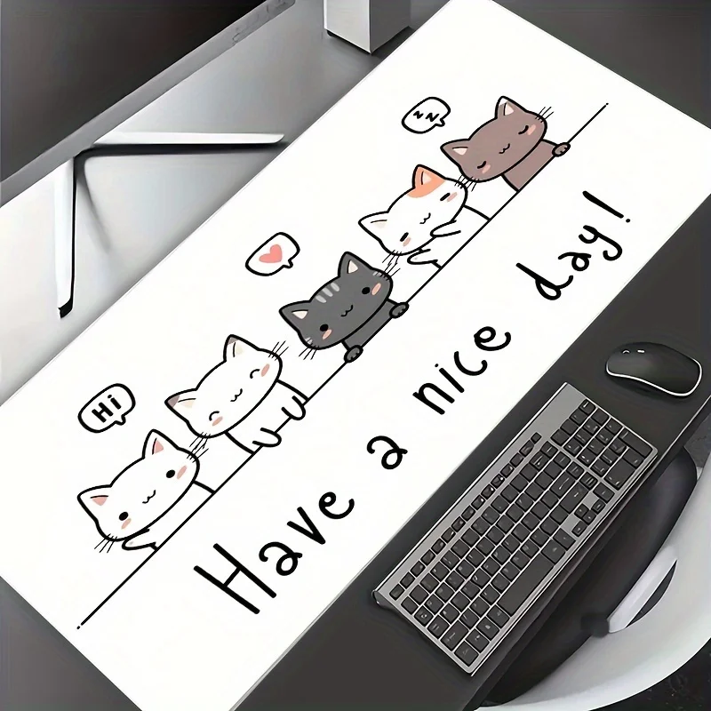 

Коврик для мыши с рисунком кота, большая резиновая основа, противоскользящие настольные аксессуары для ПК, коврик для мыши для офиса и геймера, коврики для клавиатуры, декоративный коврик