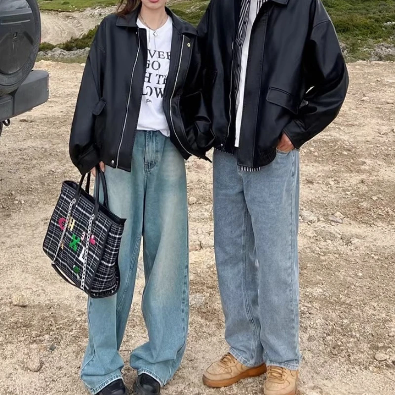 سترة جلدية نسائية لخريف وشتاء 2025 قاطرة نسائية جديدة بنية ريترو راقية #2