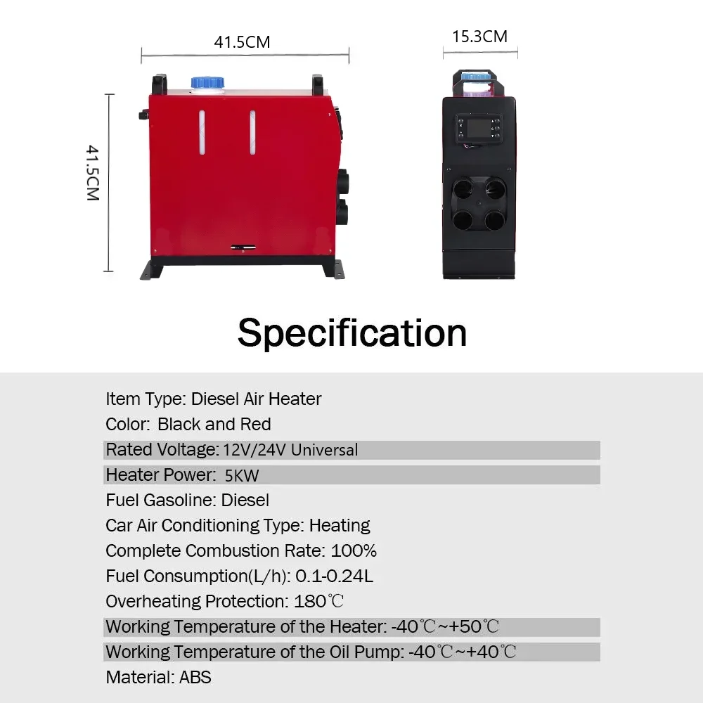 Car Air Diesel Heater 5000W 12V/24V Parking Heater All in One Car Heater LCD Thermostat Fast Heating for Truck Boat Motorhomes