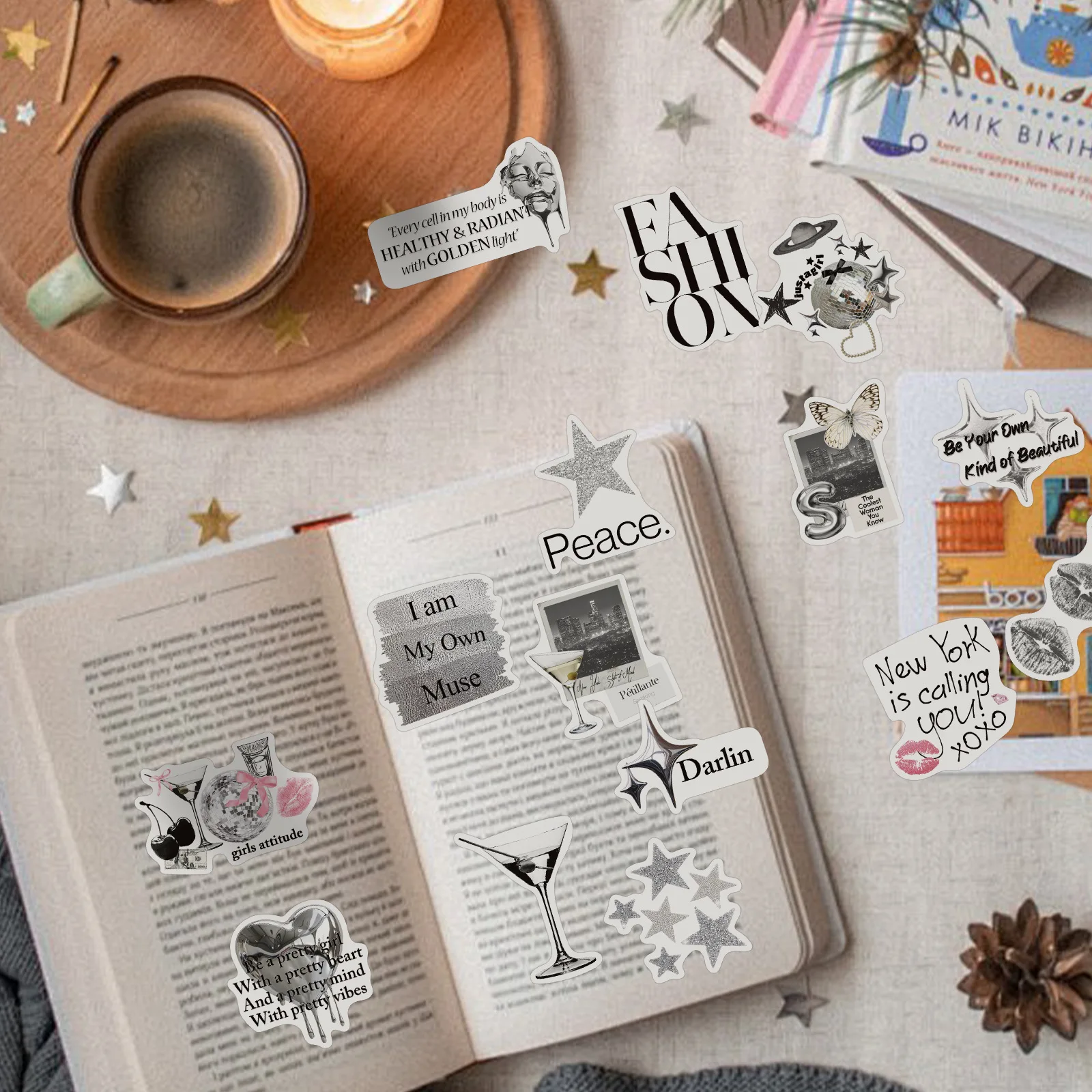 50/100PCS Silver Lucky Girl Handbooks Creative Stickers Notebook Stationery Box Helmet Stickers image 6