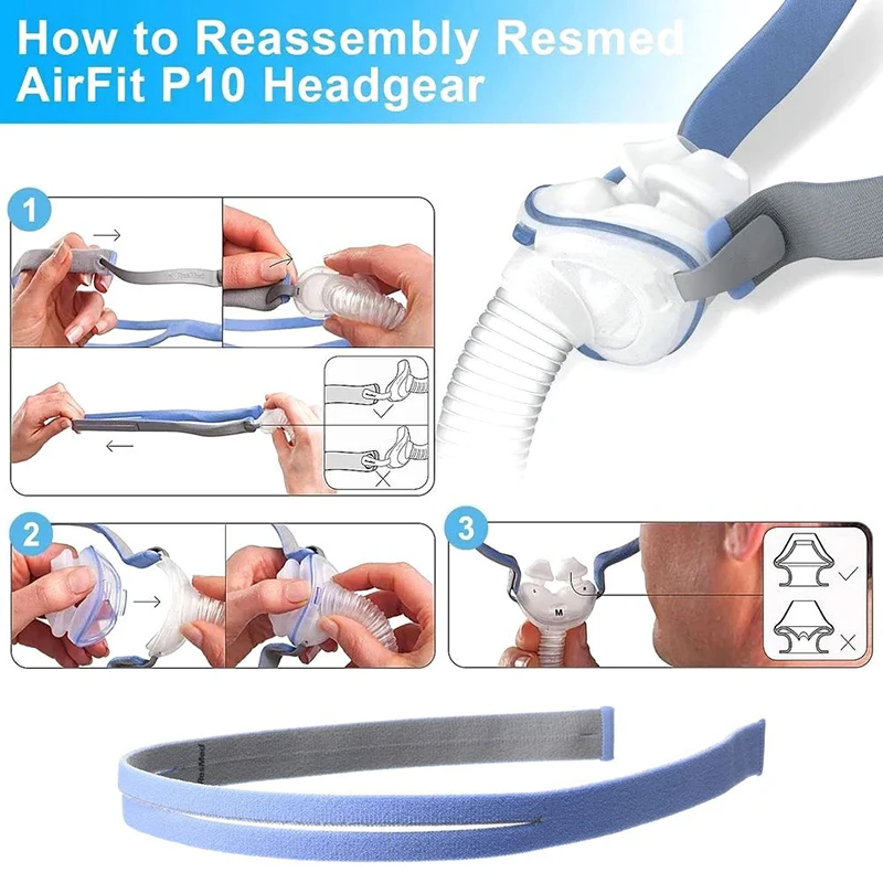 أشرطة قناع CPAP بديلة لغطاء الرأس لوسادة الأنف وأشرطة مرنة للغاية مع مشابك تعديل