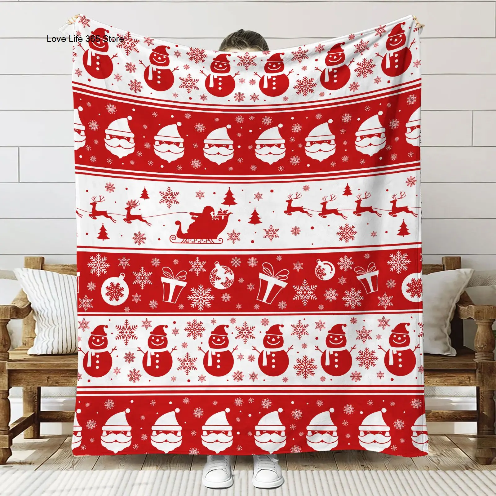 

Christmas Festival 3D Print Flannel Blanket Red Lightweight Cartoon Blankets For Kids Bedding Travel Bedspreads Gift Home Decor