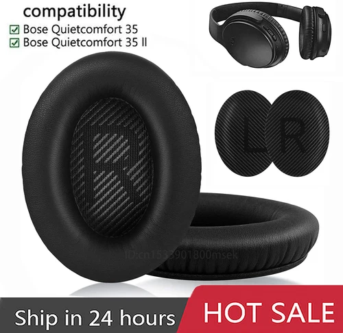 Imagen 2 del producto Almohadillas QC35 para auriculares BOSE QuietComfort 35II QC35 QC45, orejeras de espuma de cuero, fundas para auriculares, repuesto de esponja