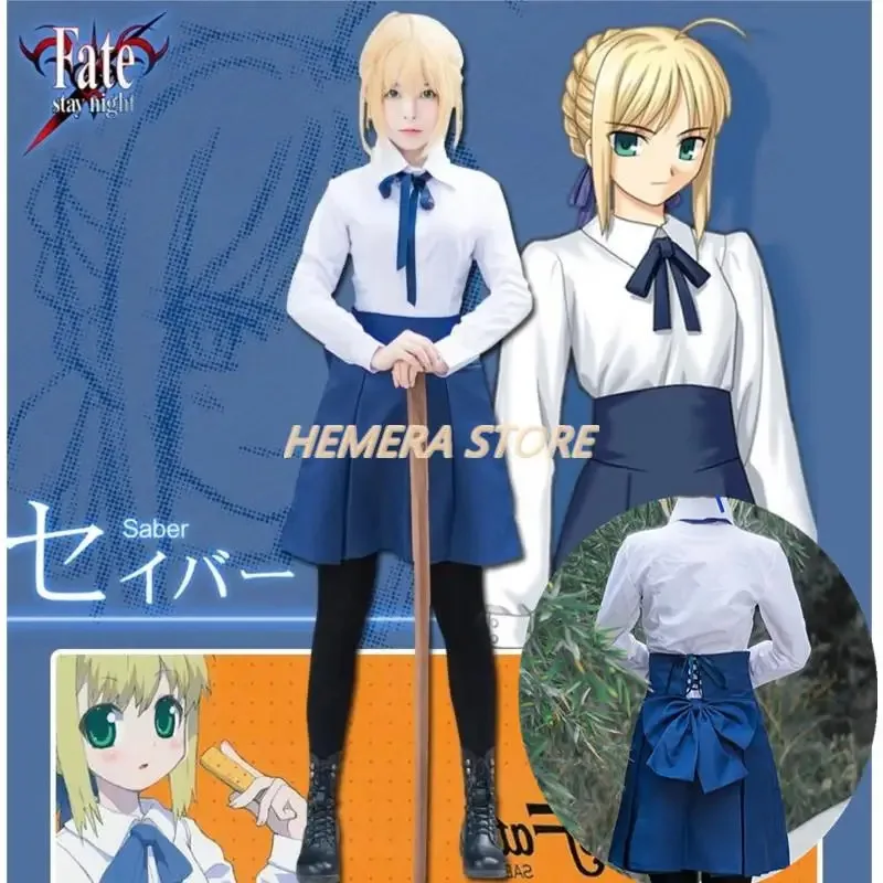 

lili 123Fate Stay Night Saber Cosplay Wigs Costumes Sailor Uniforms Women Dress Carnival Party Clothing Set Halloween