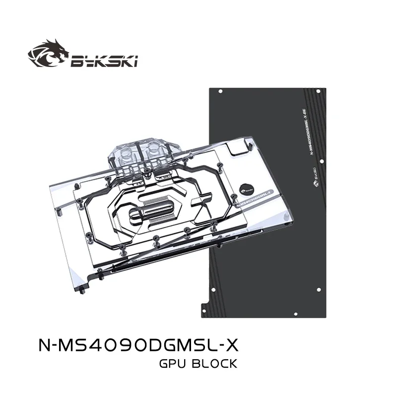 Bykski GPU-koelblok voor MSI GeForce RTX 4090 D 24G GAMING X SLIM videokaart, koperen koeler, RGB-radiator, N-MS4090DGMSL-X.