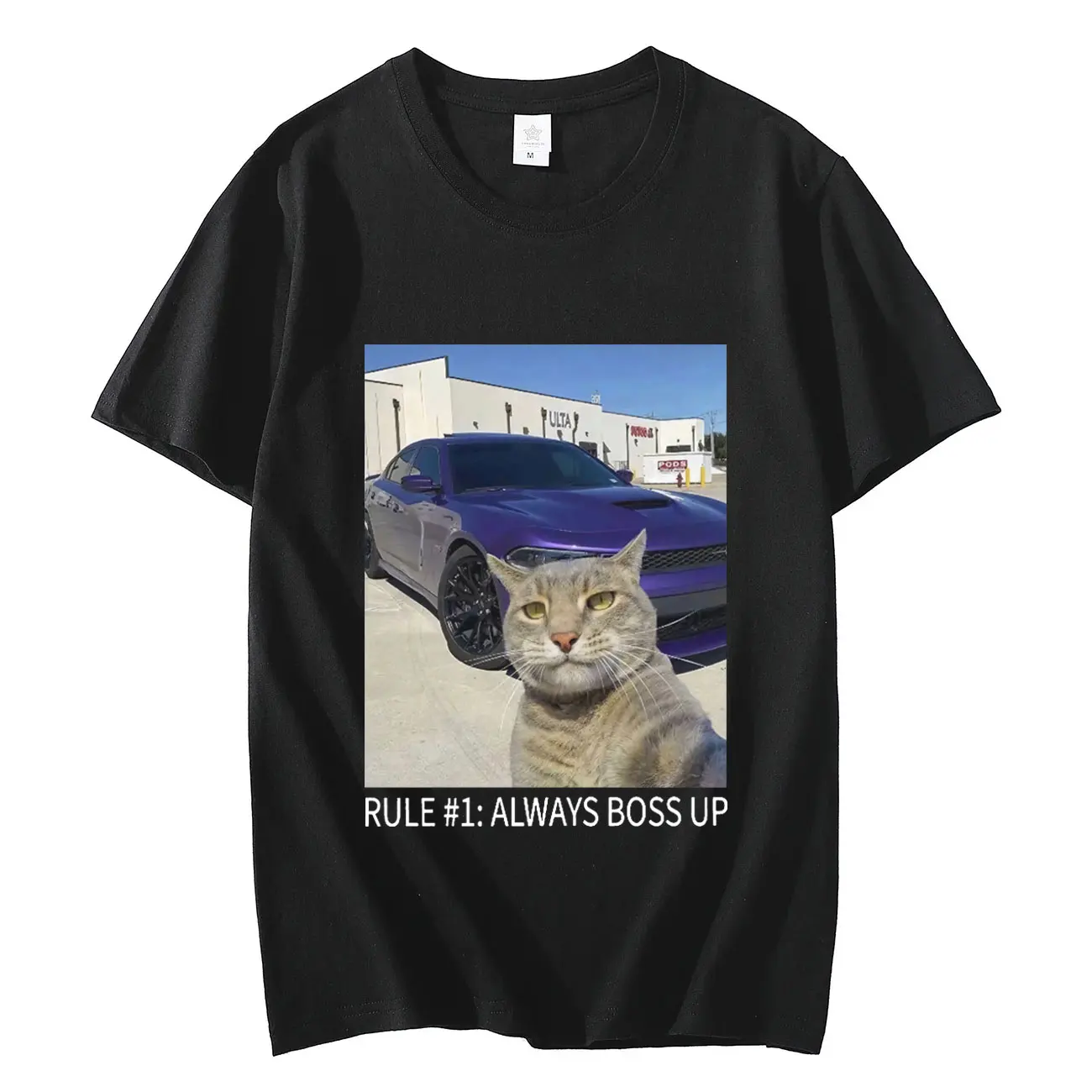 Amare Box Cat Meme Graphic T Shirts Rule 1 Always Boss Up Funny T-shirt Unisex Casual Fashion Short Sleeve T-shirts Streetwear