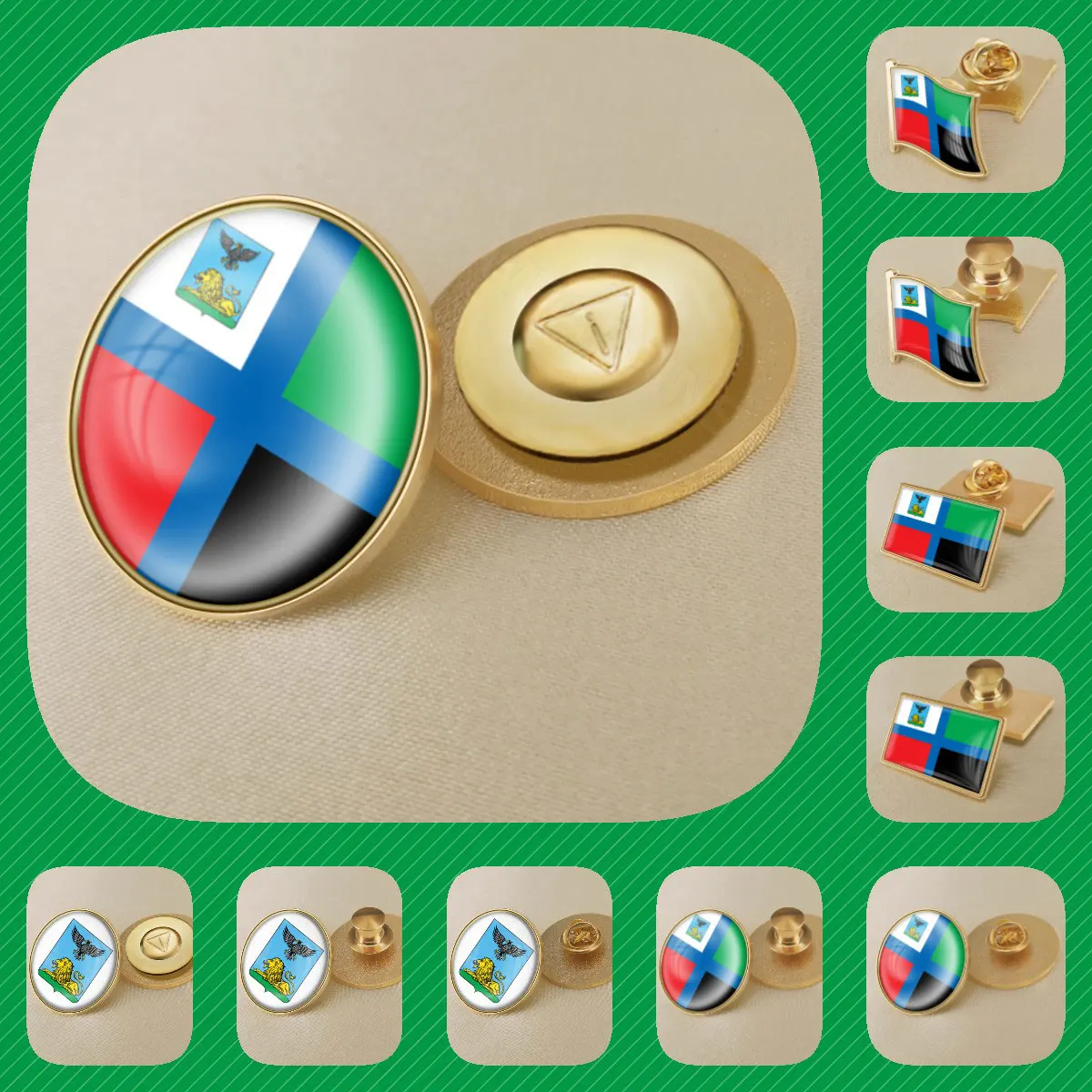 Coat of Arms of Belgorod Oblast of Russian Federation Flag Lapel Pins Broochs Badges