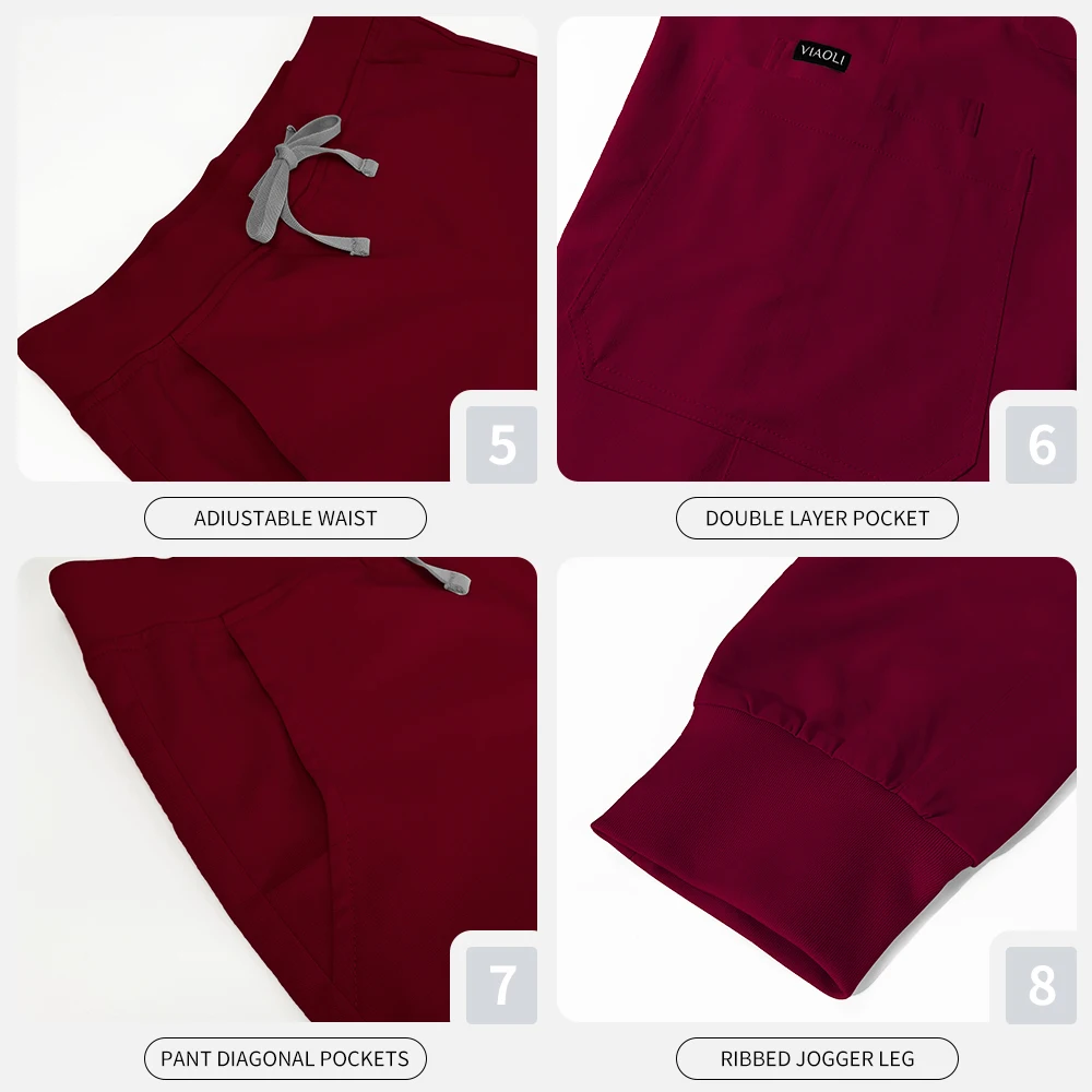 Scrub medico Set Uniformi spa Uniforme da lavoro sanitario Estetista Abiti da lavoro Scrub Top Pantaloni Set Abbigliamento da lavoro unisex per farmacista