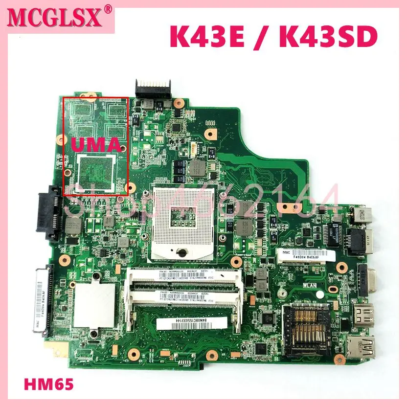 K43SD UMA or PM HM65 Laptop Motherboard For ASUS X43S K43S A43S P43S A43SD K43SD A43S A84S K43SD A83S K43E Notebook Mainboard