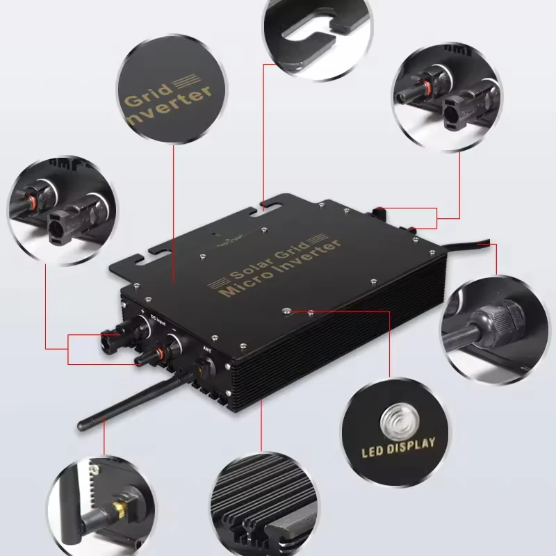 800 واط 700 واط 600 واط الشمسية شبكة التعادل مايكرو العاكس مقاوم للماء IP65 MPPT DC18-55V المدخلات AC120-230V الناتج ل 30 فولت 36 فولت لوحة طاقة شمسية