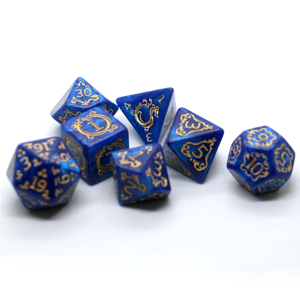 7-teiliges DND-Würfelset mit Drachenmuster, mehrseitige D4 D6 D8 D10 D12 D20 Würfel, ideales Geschenk für Desktop-Spiele, Geburtstage und Festiva