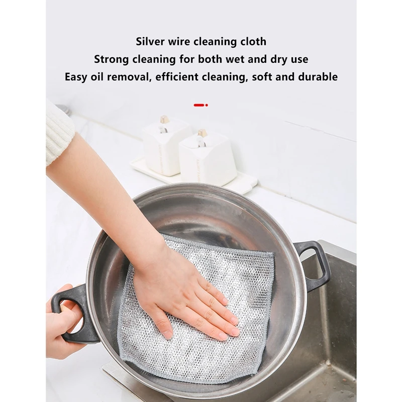 Multipurpose Wire Dishwashing Rags for Wet and Dry, Non-Scratch Wire Dishcloth for Dishes Counters Sinks