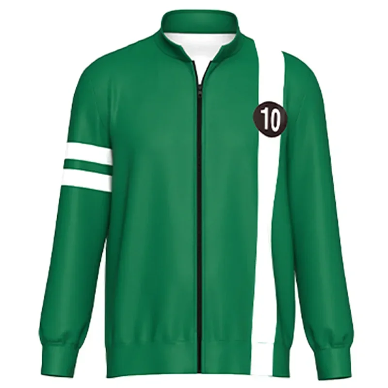 Sudadera con capucha y cremallera 2025, uniforme informal, atuendo de Halloween, cosplay de anime Ben 10 Alien Force Ben Tennyson, chaqueta unisex