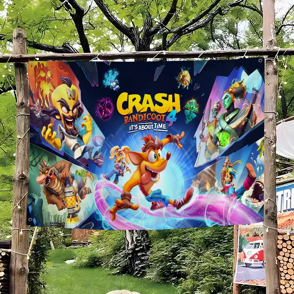 C-crash B-bandicoot Small Size Cheerleading Banner Hand Pulled Flag Outdoor Atmosphere Flags