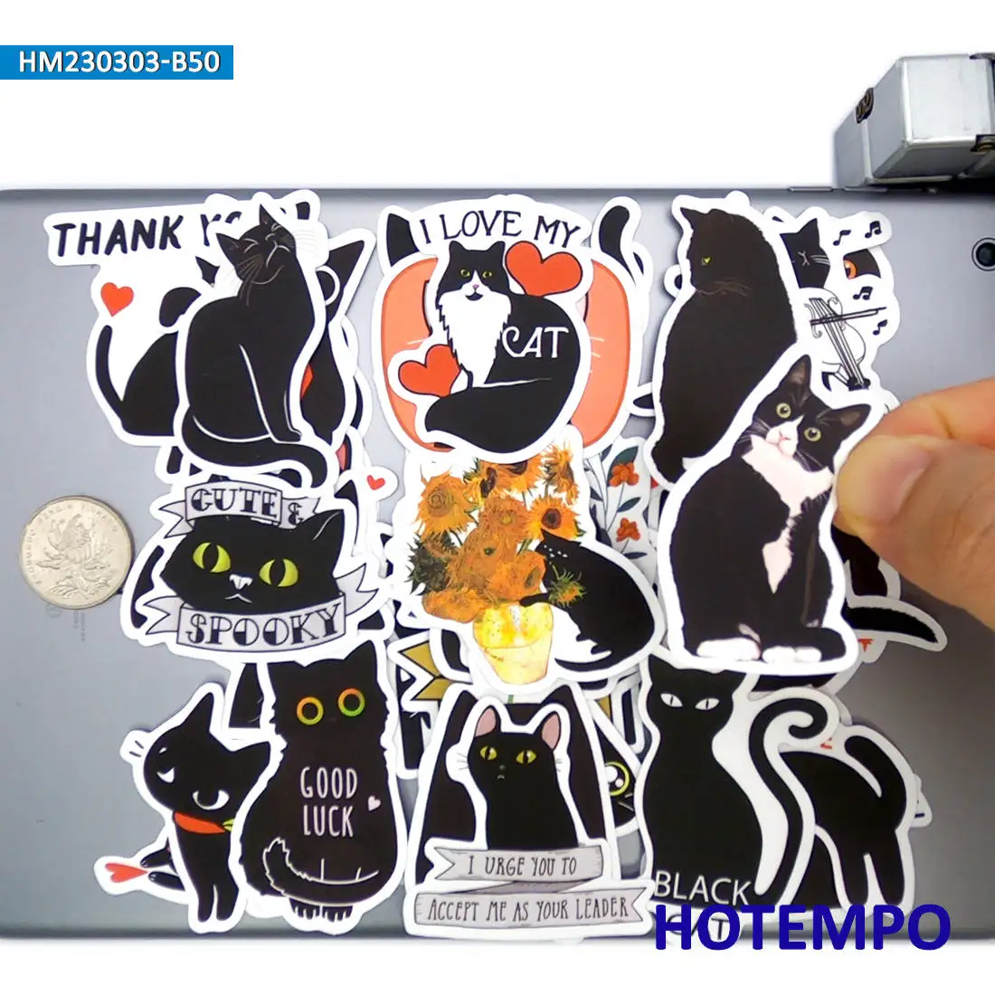 20/30/50Pieces Cute Pets Pattern Cartoon Animal Black Cats Stickers for Diary Scrapbook Luggage Skateboard Phone Laptop Sticker