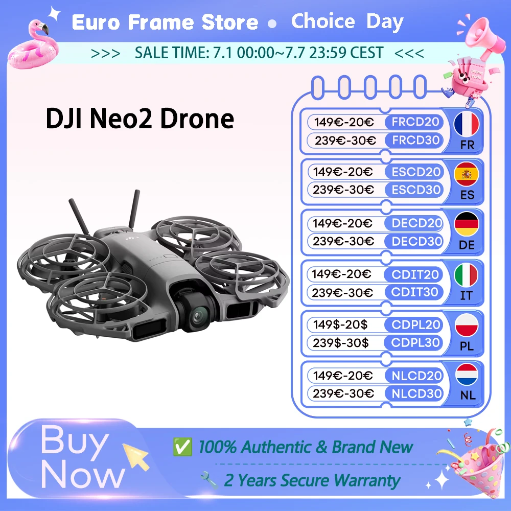 DJI Neo2 Drone Fly Camera Drone 4K Video estabilizado 151g Luz y portátil Protección de hélice de cobertura total… — oferta en AliExpress