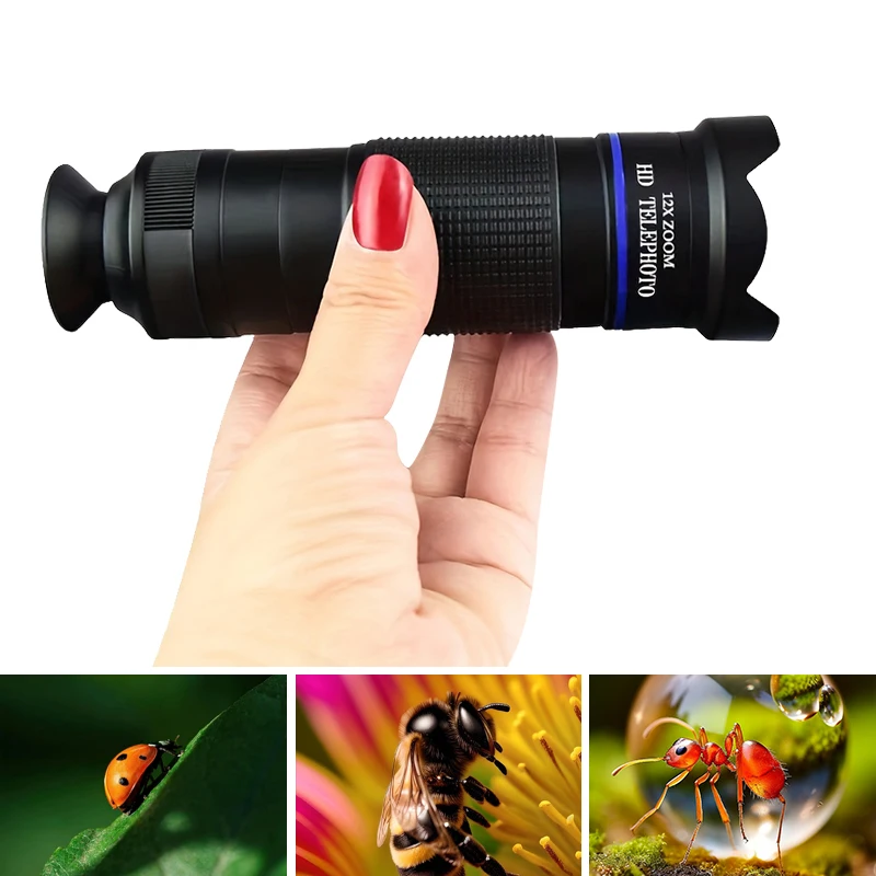 

Telephoto Lens 12X For Mobile Phone Monocular Telescope With Phone Clip Suit Most Smartphones For Watching Competition Camping