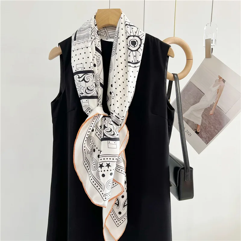 Twill Silk Scarf Mulberry Giant Hand-Rolled Shawl Herm Head Hair Bag Bandanas Large Summer Spring Accessories Decoration