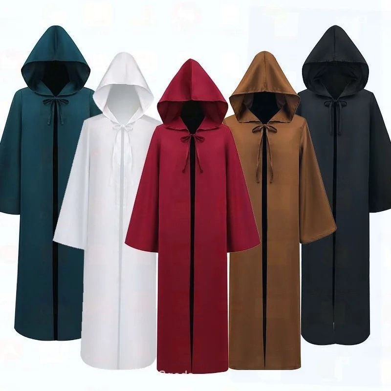 Abito monastico retrò medievale con cappuccio Strega Sacerdote Mantello con cappuccio loween Costume cosplay Palcoscenico tradizionale cinese da donna...
